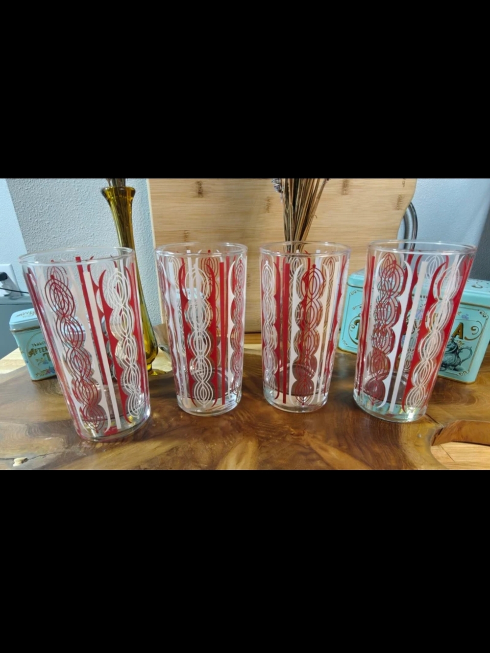 Vintage Mid-Century MCM Libbey Glasses Totem Red